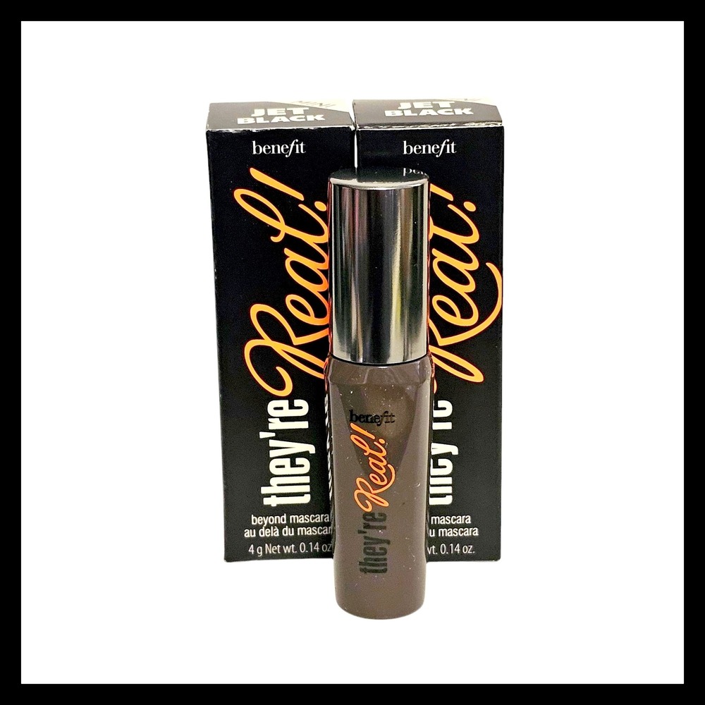 2 x Benefit They're Real! Beyond Mascara Jet Black Lengthening Mini 0.14 oz‎